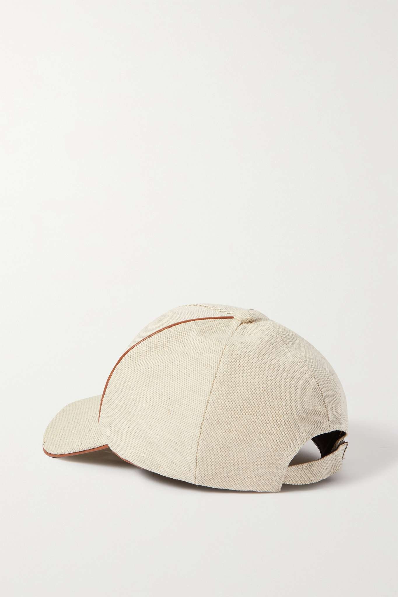 Leather-trimmed printed cotton and linen-blend canvas baseball cap - 3