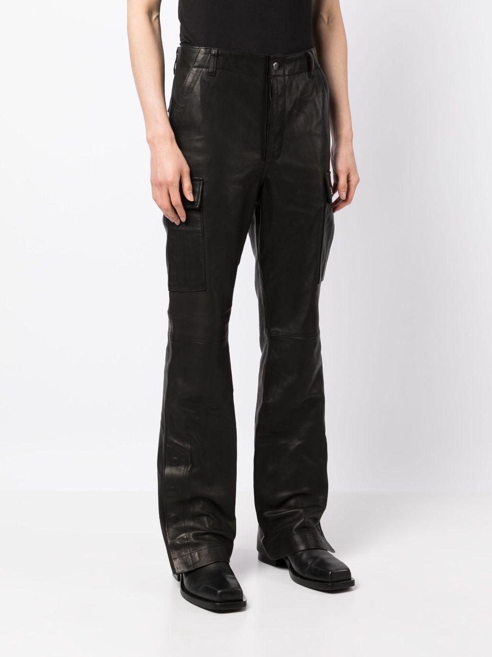 logo-plaque polished-finish trousers - 3