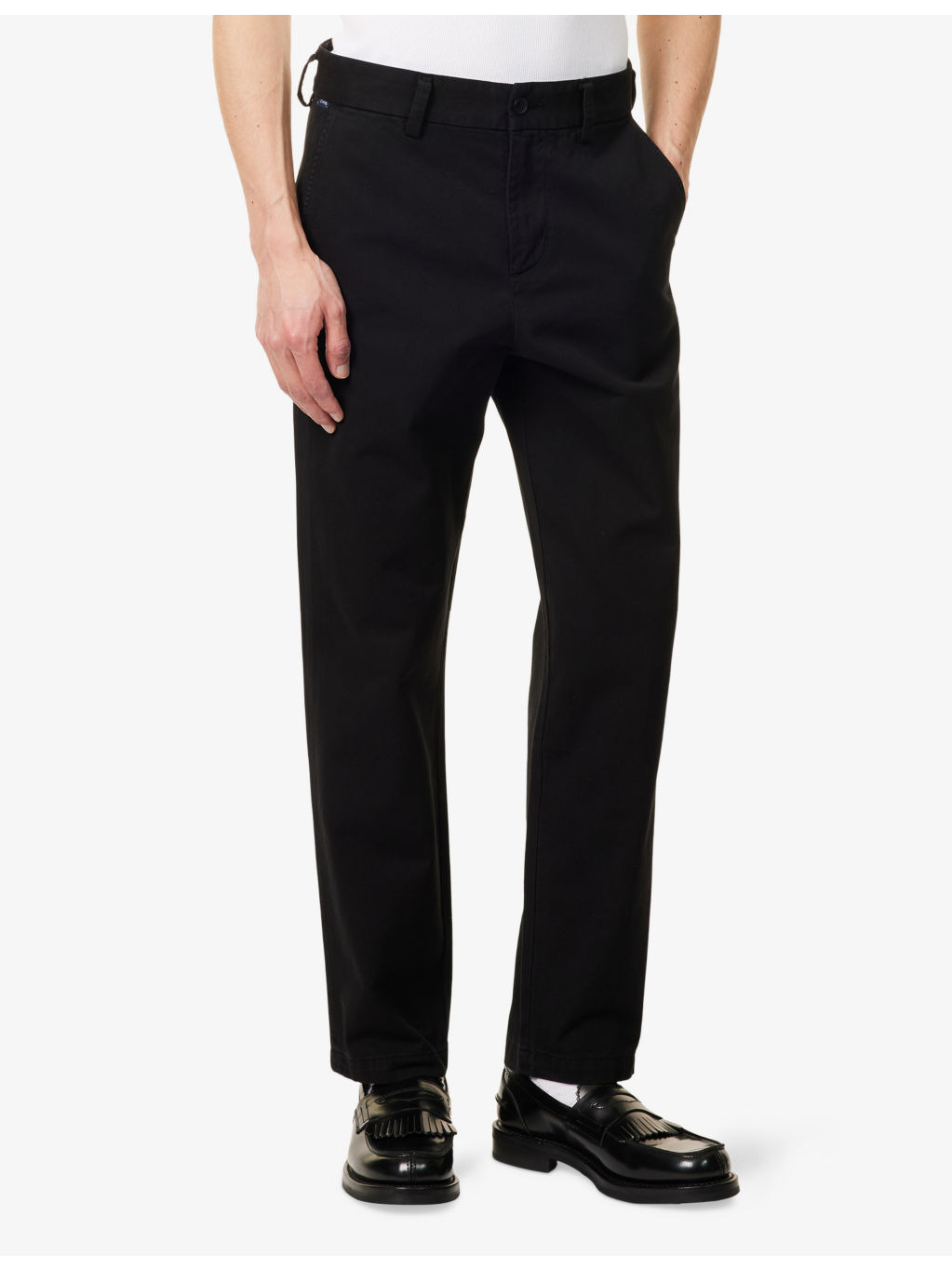Flat Front Chino Tapered-Leg Cotton Trousers - 3