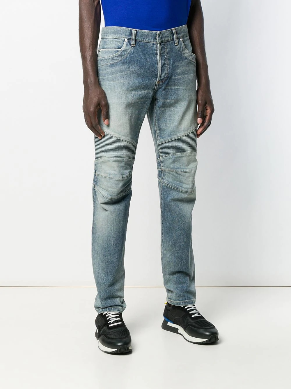 washed biker jeans - 3