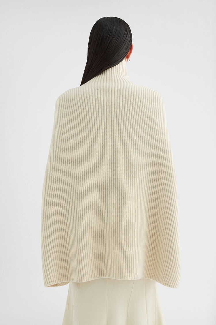 Midweight Wool High-Neck Cape - 5