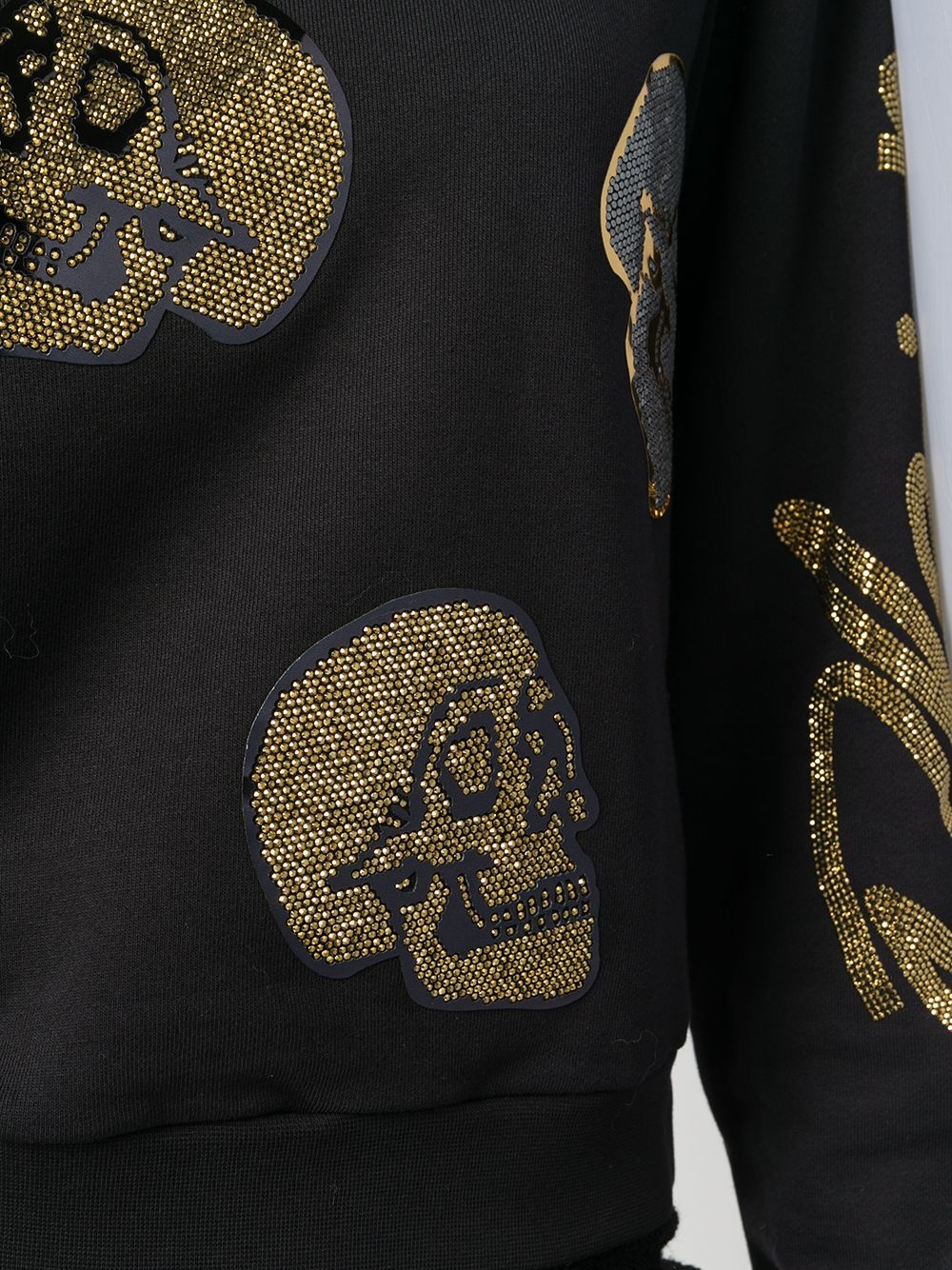 metallic skull patch sweatshirt - 5