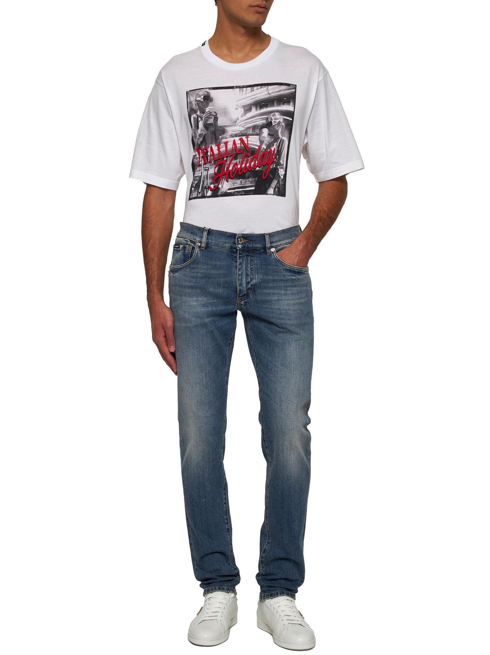 White cotton Italian Holiday print T-shirt - 2