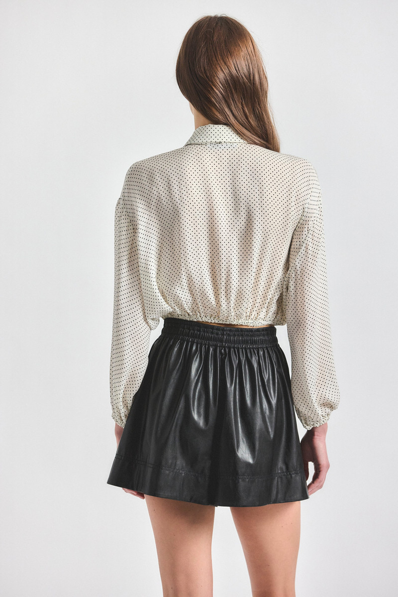 EMILY TIE NECK BLOUSE - MARSHMALLOW/BLACK 4
