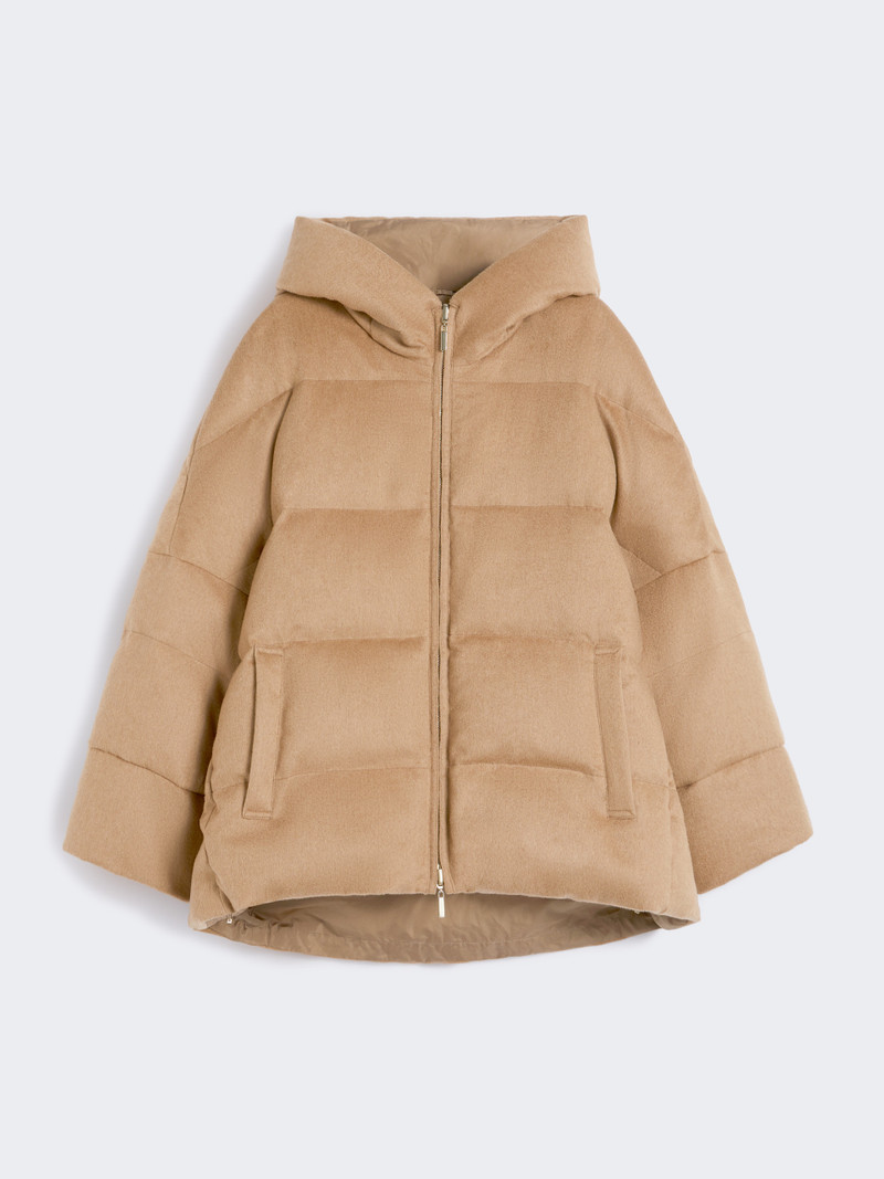 DESIDERIO Reversible down jacket in camel and water-repellent taffeta 1