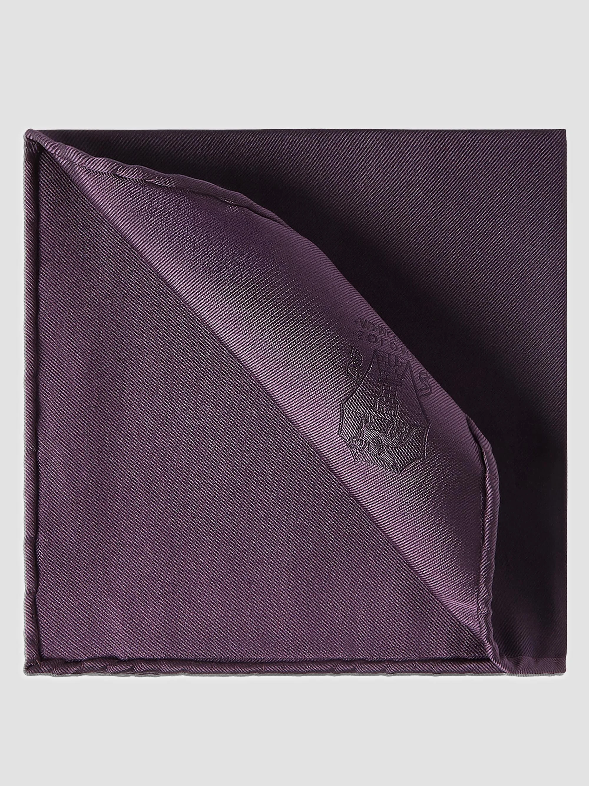 Men's Silk Pocket Square with Printed Logo - Purple - 1
