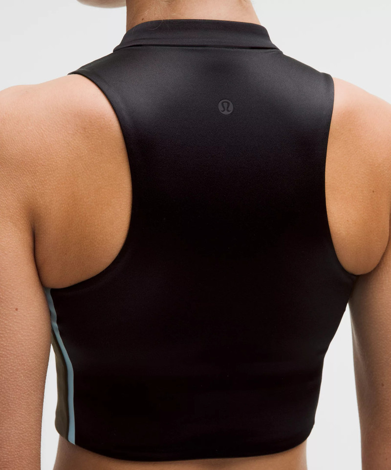 Satin Shine Full-Zip Tank Top Medium Support, B/C Cup *Stripe 5