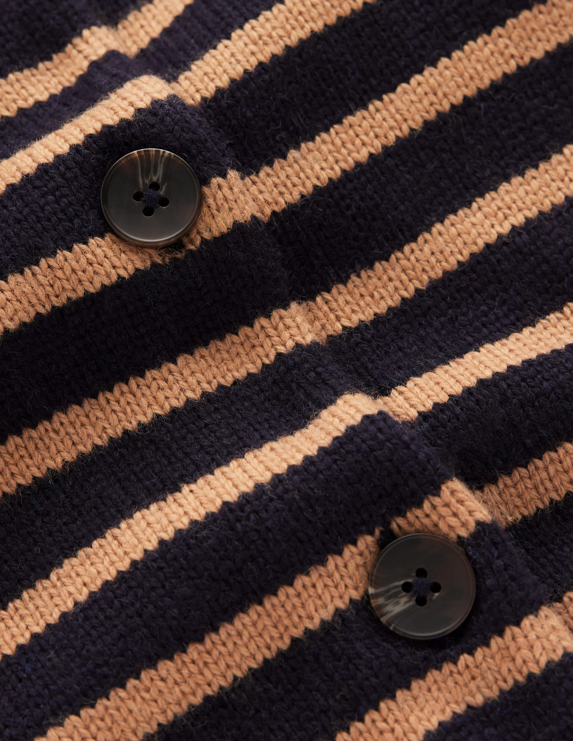 Lydia Tie Neck Knit Cardigan-Camel Melange, Navy Stripe - 1