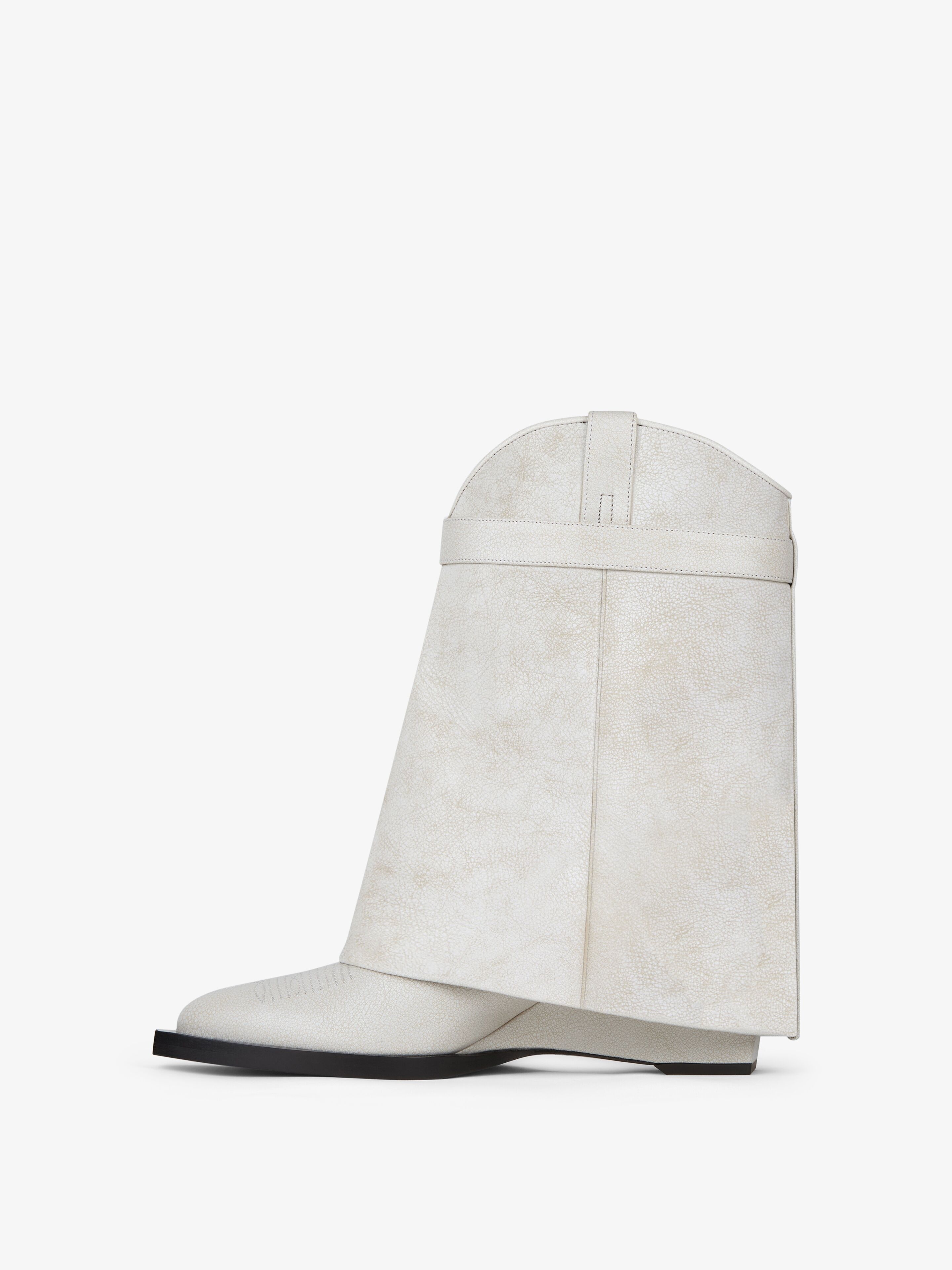SHARK LOCK COWBOY ANKLE BOOTS IN AGED LEATHER - 4