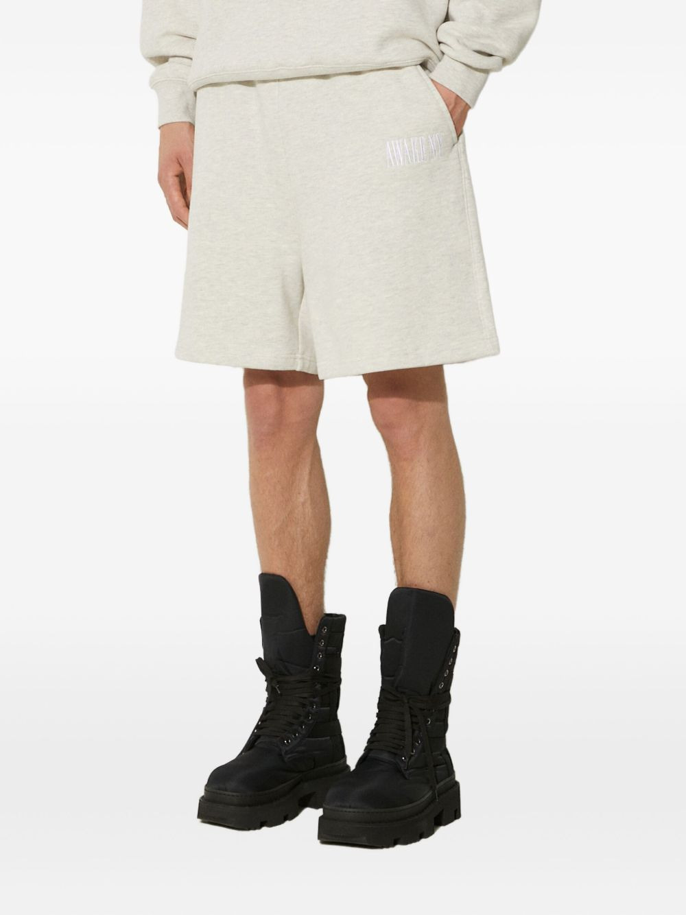 logo-embroidered cotton shorts - 3