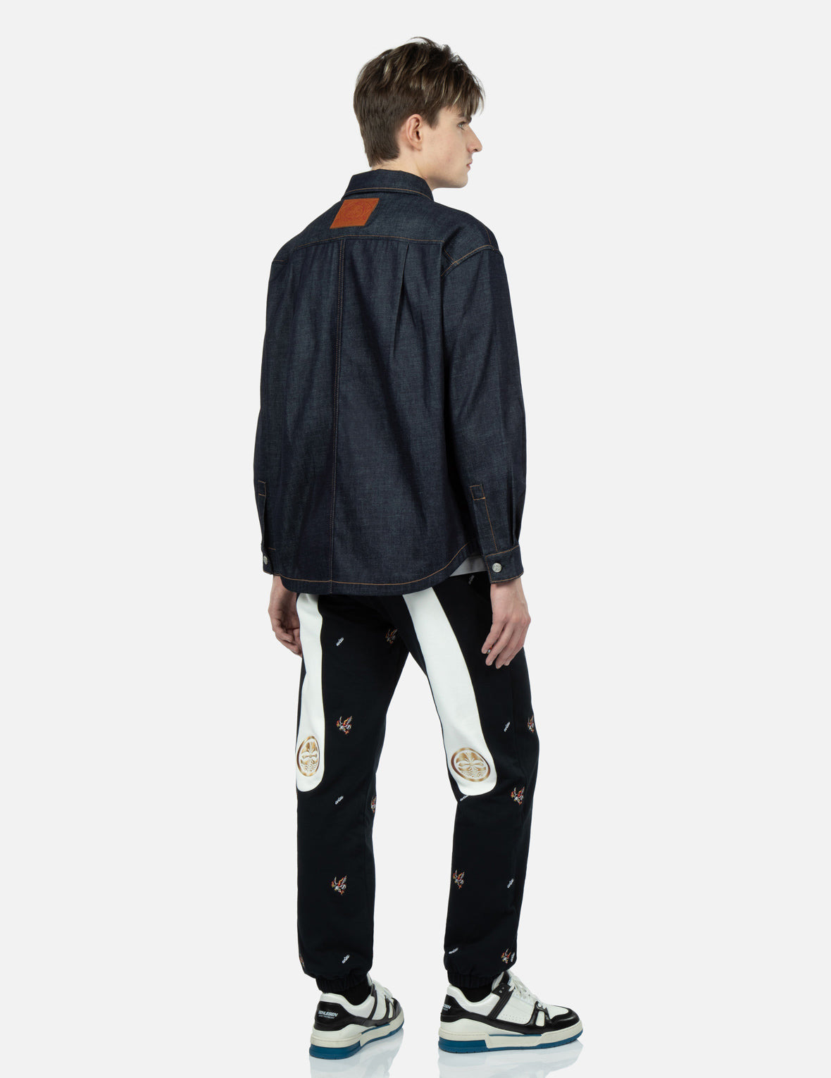 SEA WAVE-PATTERN SEAGULL EMBROIDERY DENIM SHIRT JACKET - 4