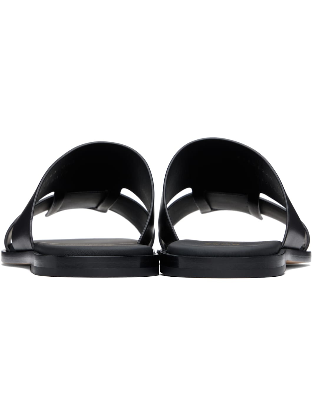 Black Buffed Leather Sandals - 2