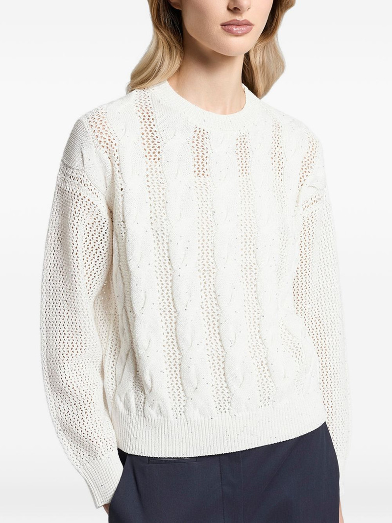 sequinned cable-knit sweater 3