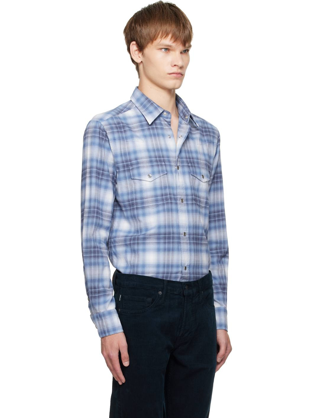 Blue Check Western Shirt - 2