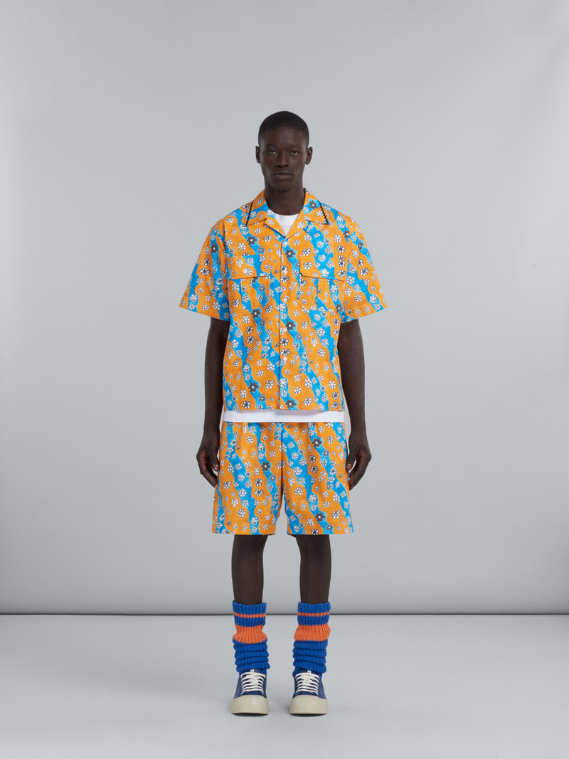 Marni POPLIN SHORTS WITH STRIPY FLOWERS PRINT outlook