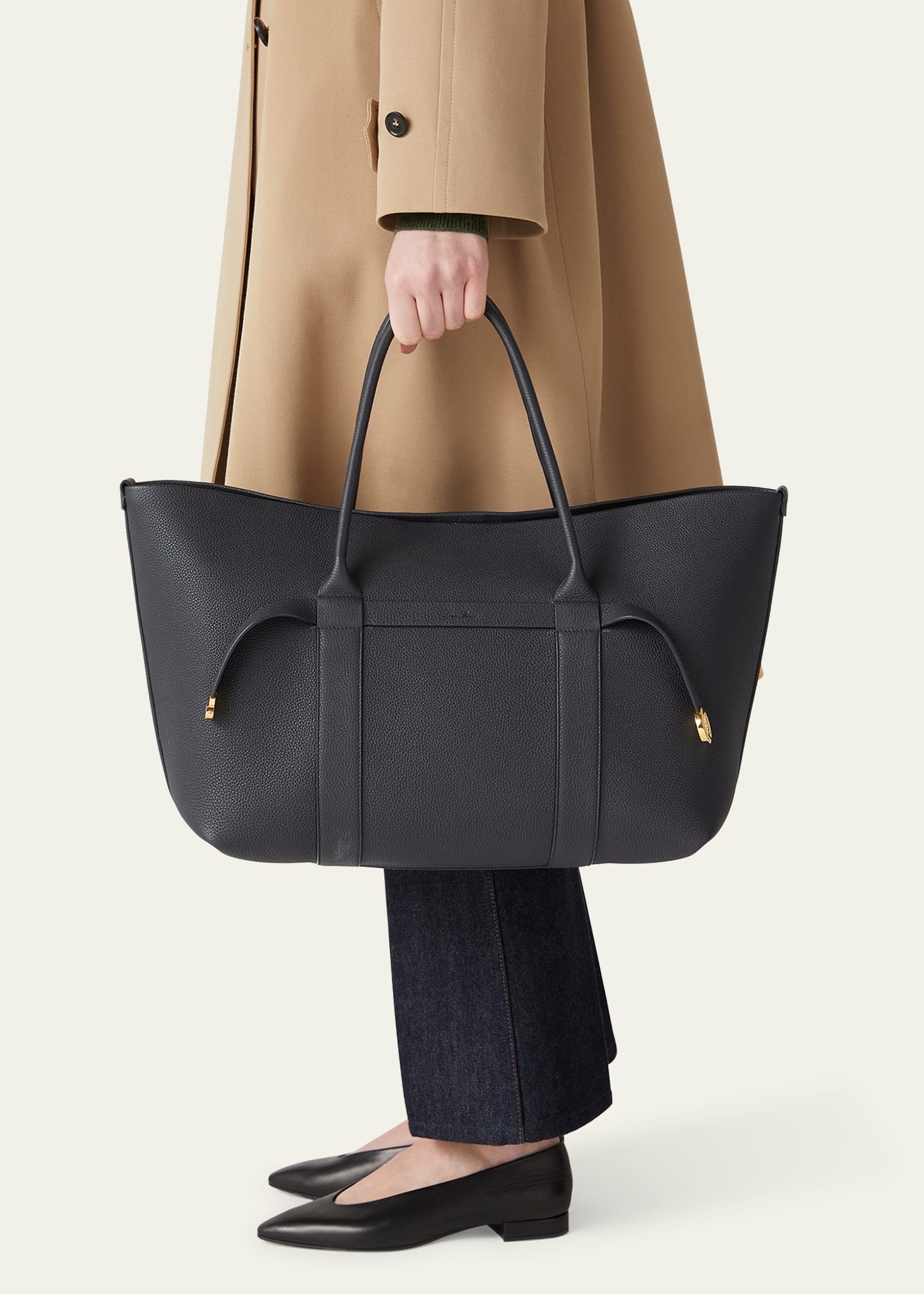 Ghiera Grained Leather & Cashmere Tote Back - 2