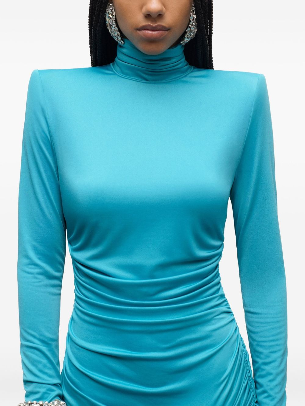 crystal-embellished draped mini dress - 4