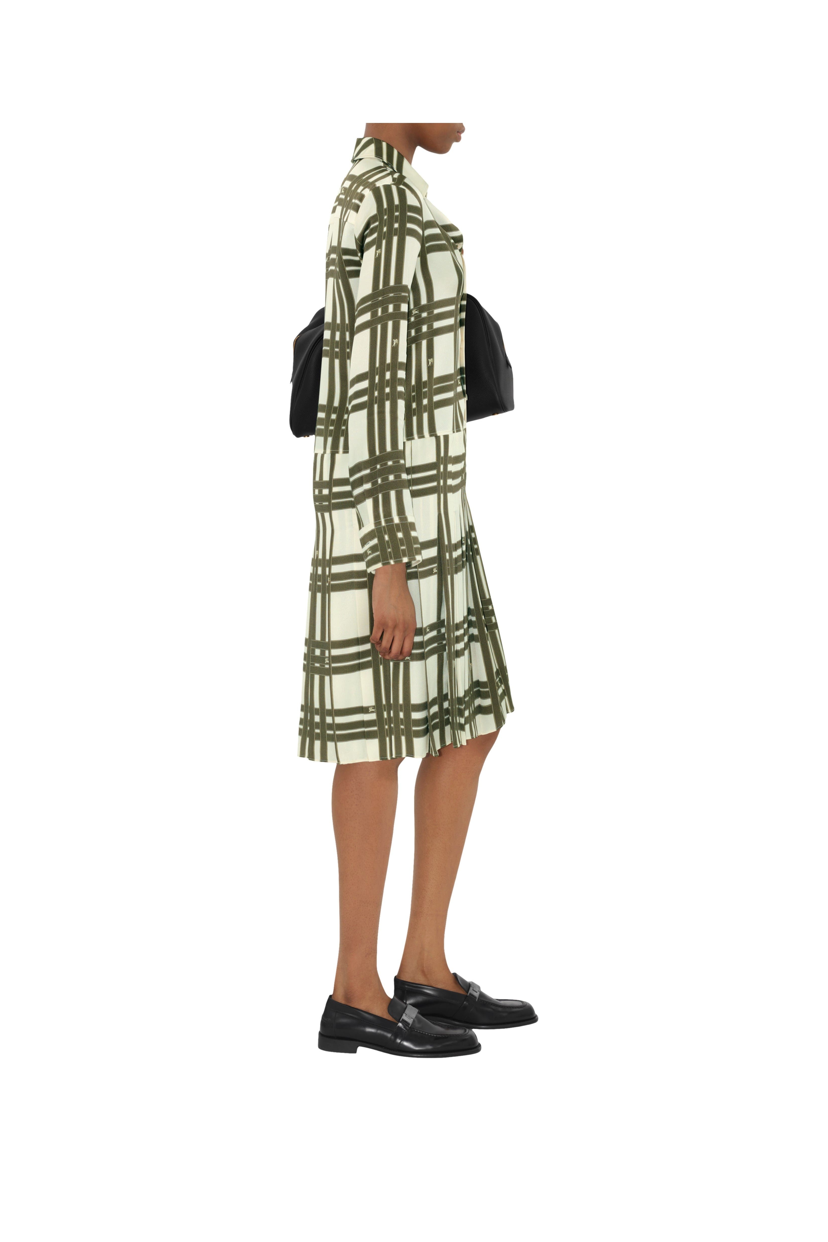 burberry Ribbon Check Silk Dress in Swamp at Nordstrom - 3