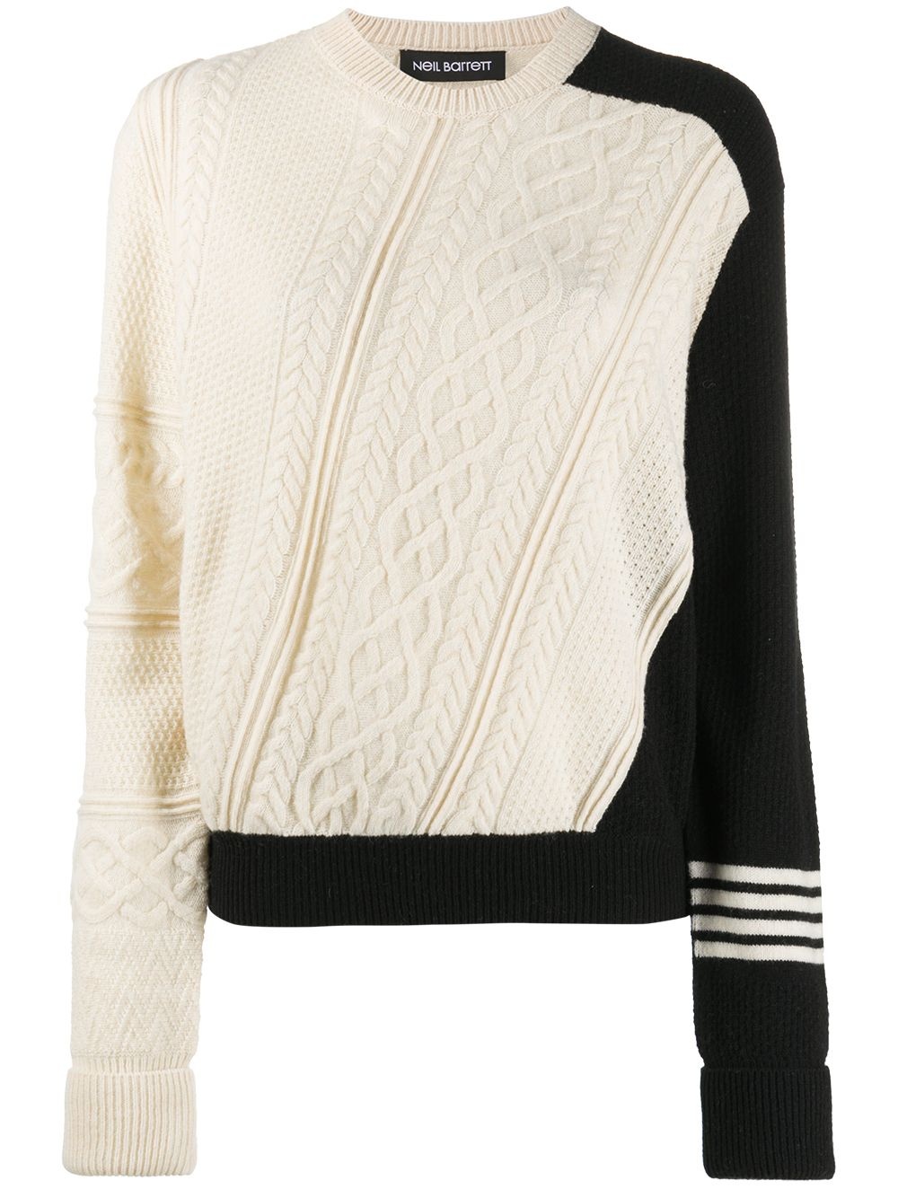 panelled cable-knit jumper - 1