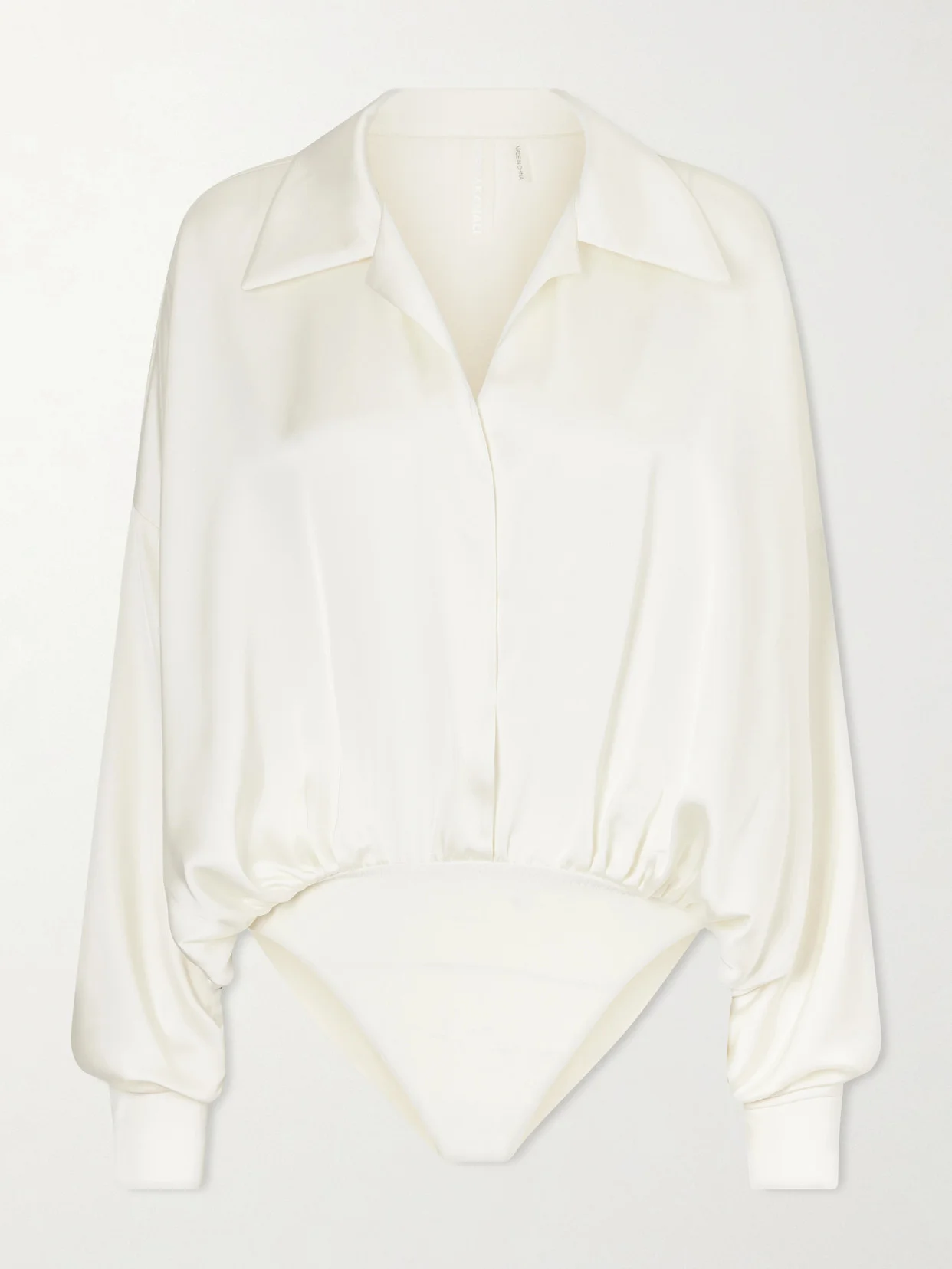 Boyfriend Shirt Satin Bodysuit - 1