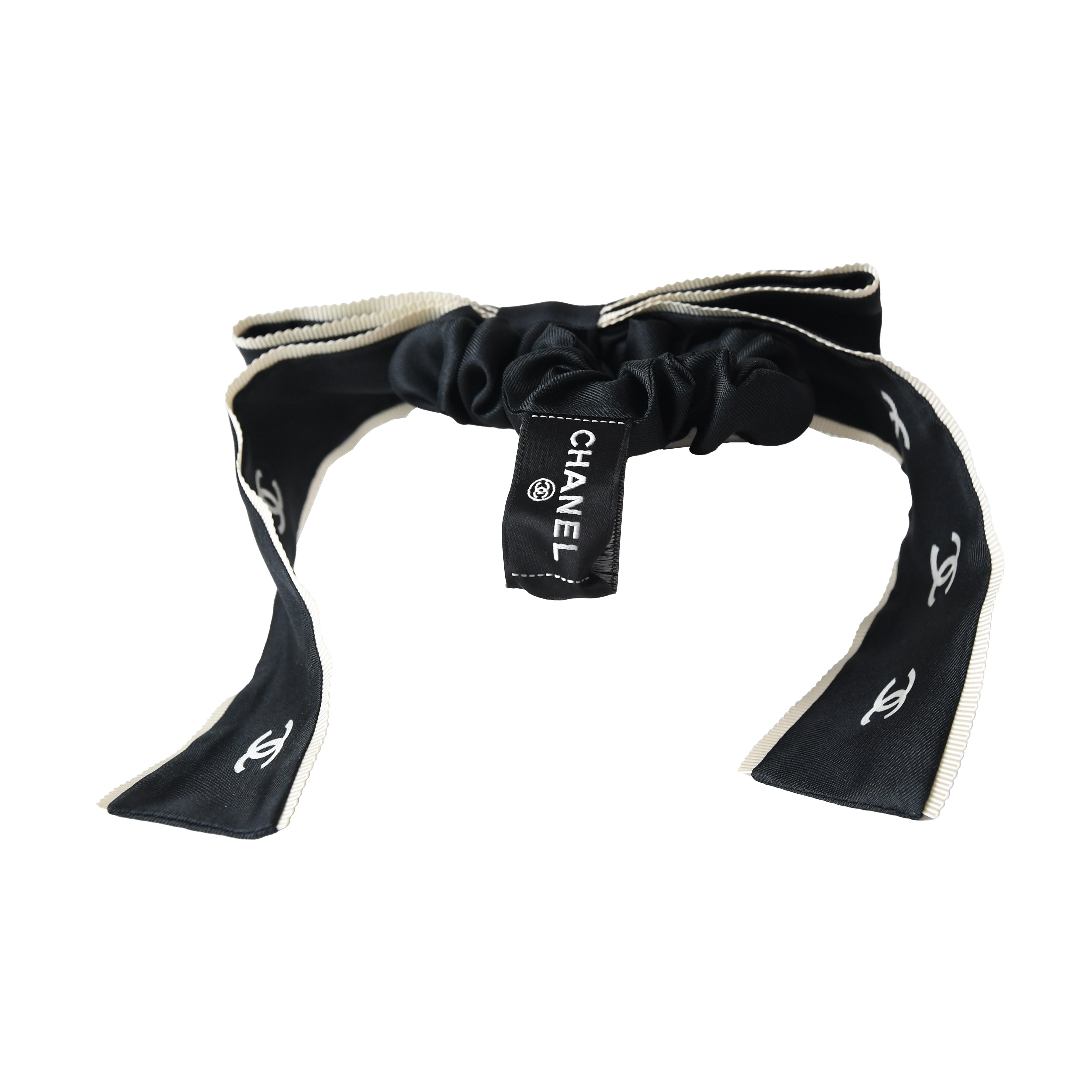 Chanel CC Silk Hair Tie Black - 4