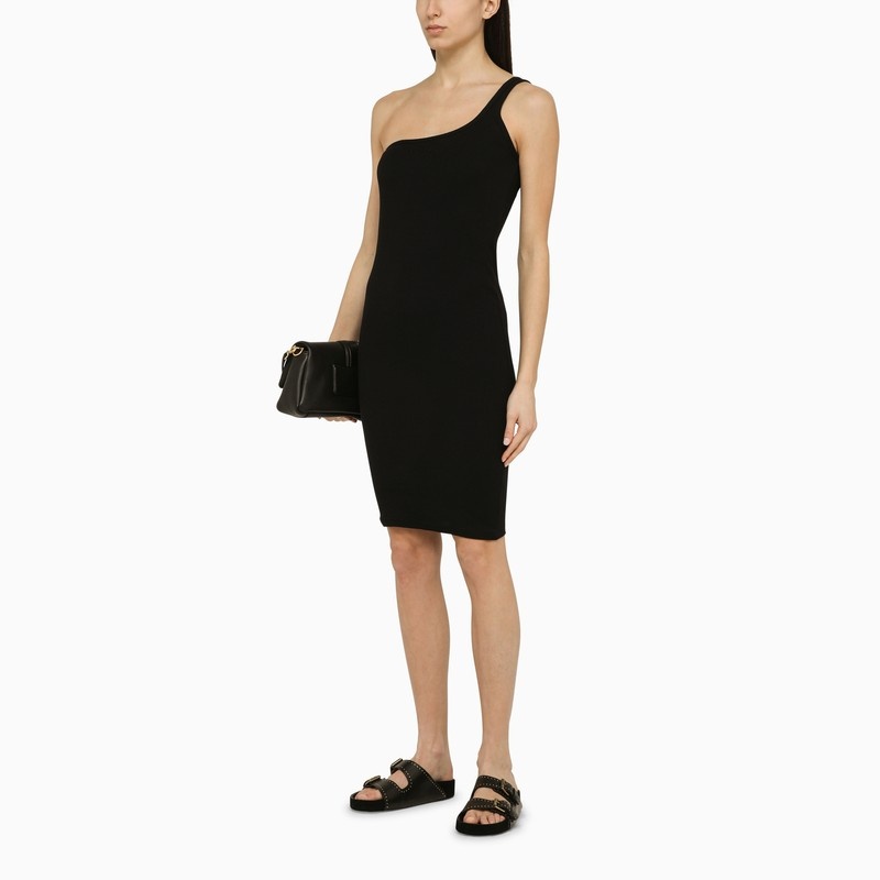 BLACK ONE-SHOULDER COTTON DRESS - 2