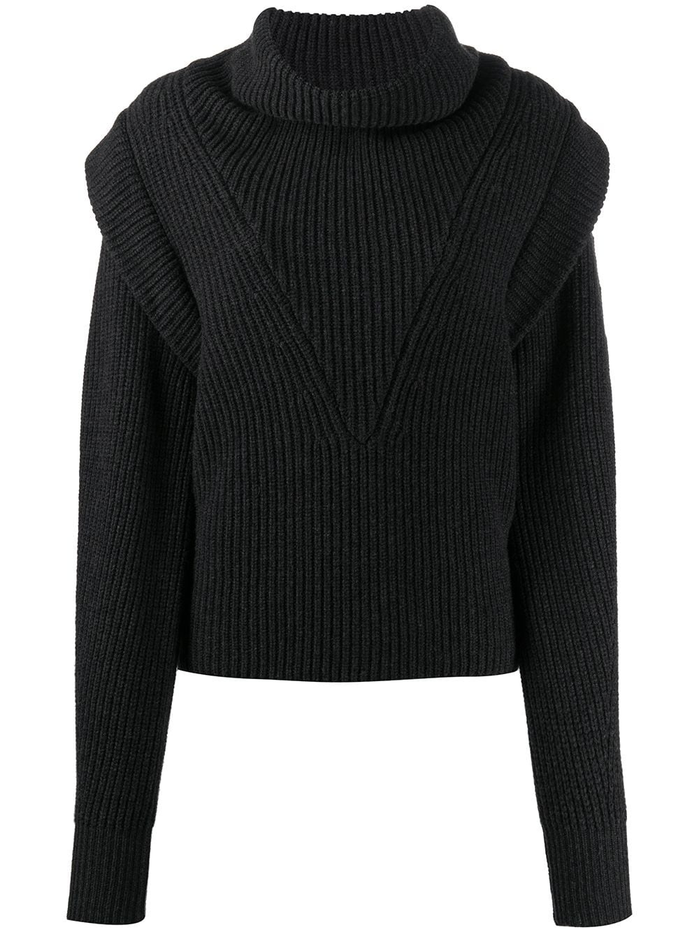 turtleneck ribbed knit jumper - 1