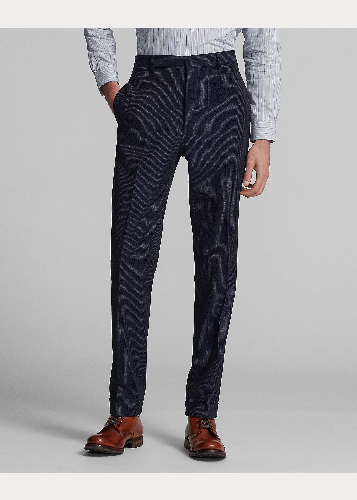 Slim Striped Herringbone Suit Trouser - 3