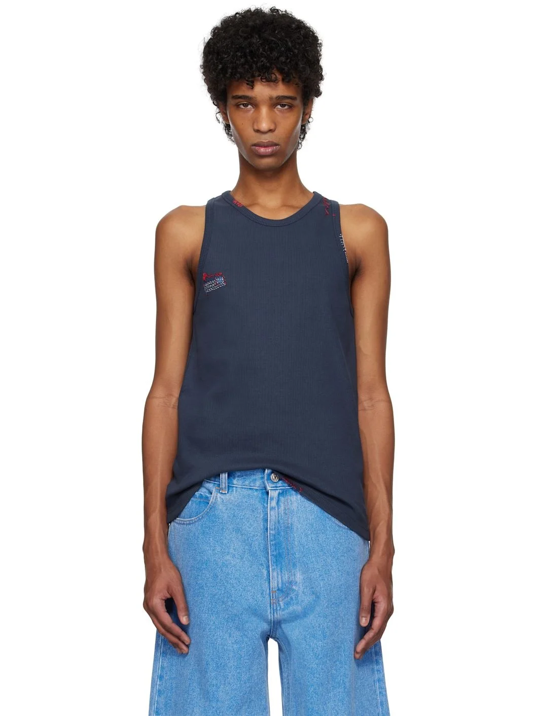 Navy Fitted Tank Top - 1