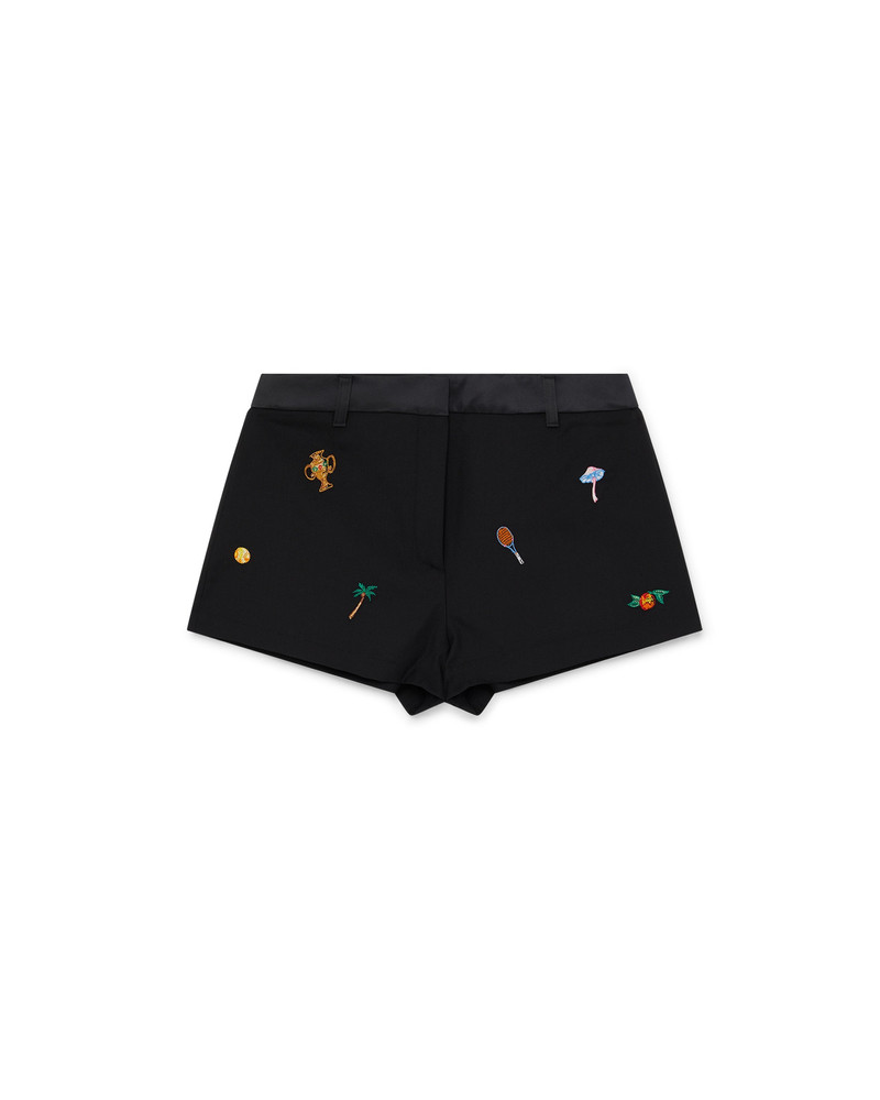 Embroidered Motif Wool Tailored Shorts | Casablanca Paris 1