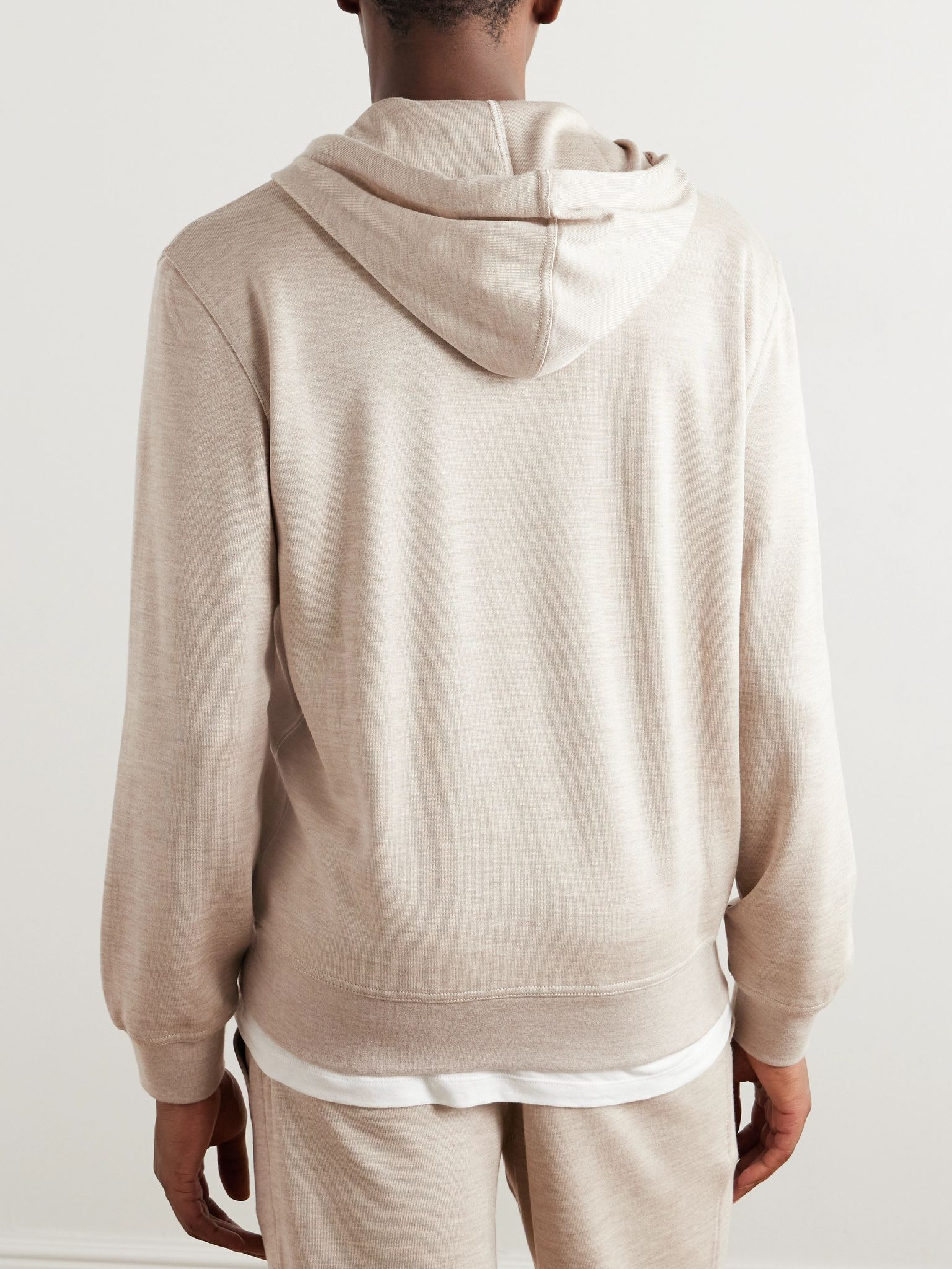 Cashmere-Blend Zip-Up Hoodie Beige - 3