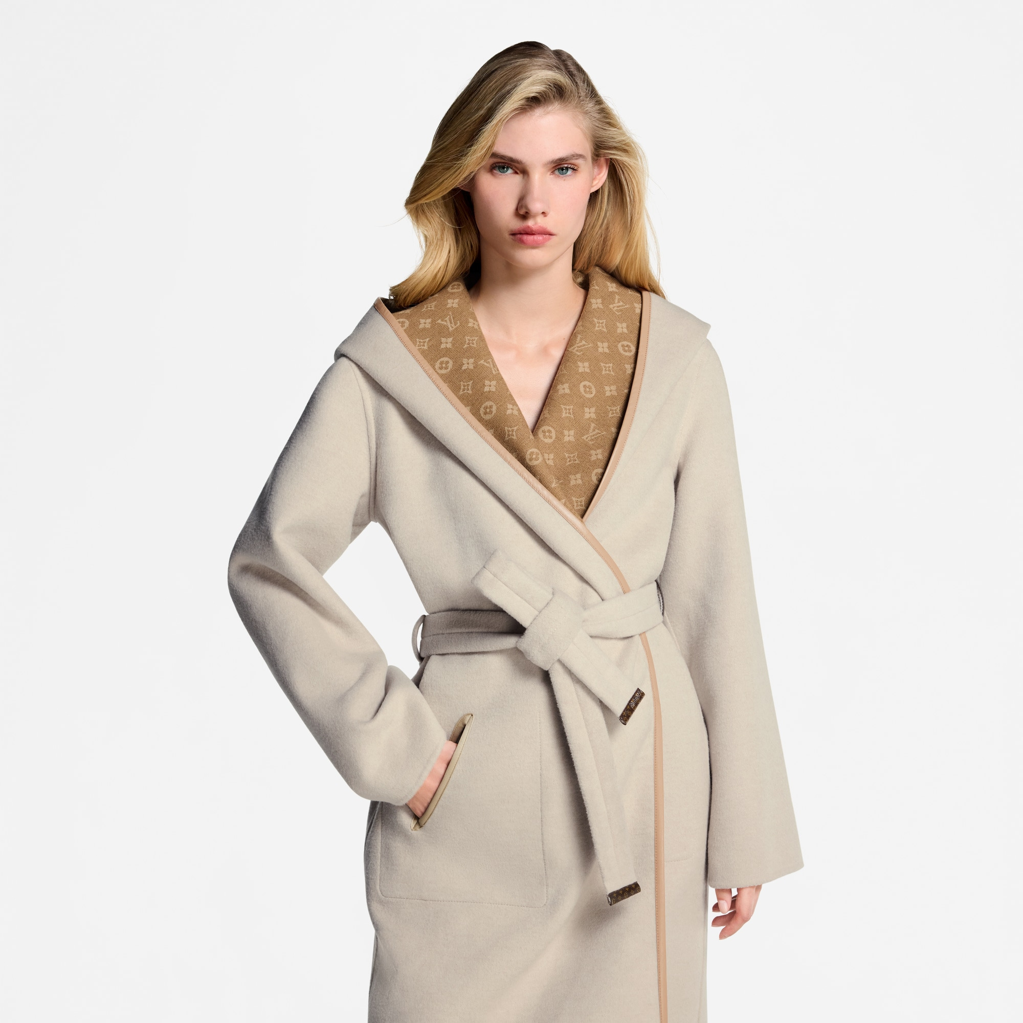 Reversible Signature Hooded Wrap Coat - 4