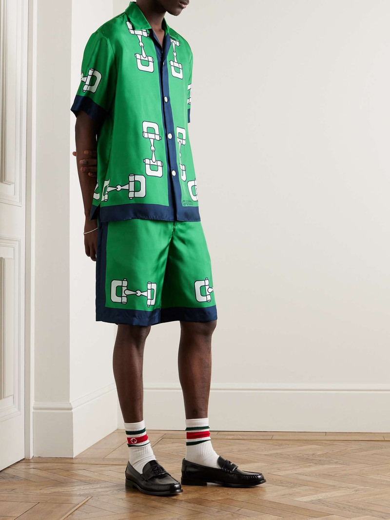 GUCCI Wide-Leg Printed Silk-Satin Shorts outlook