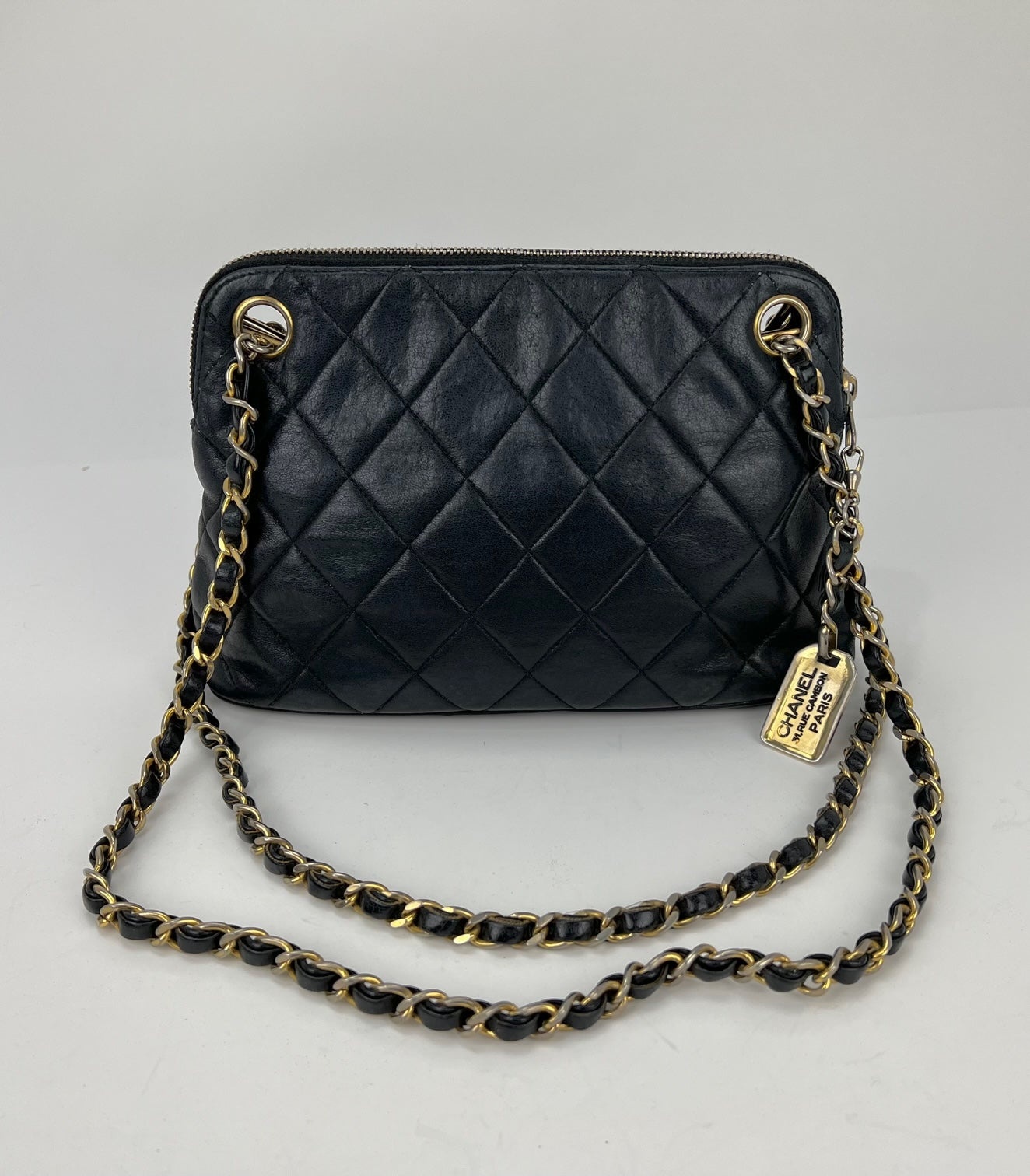 CHANEL Bag Quilted Lambskin Leather Chain Vintage Black Mini Shoulder Bag Preowned - 7