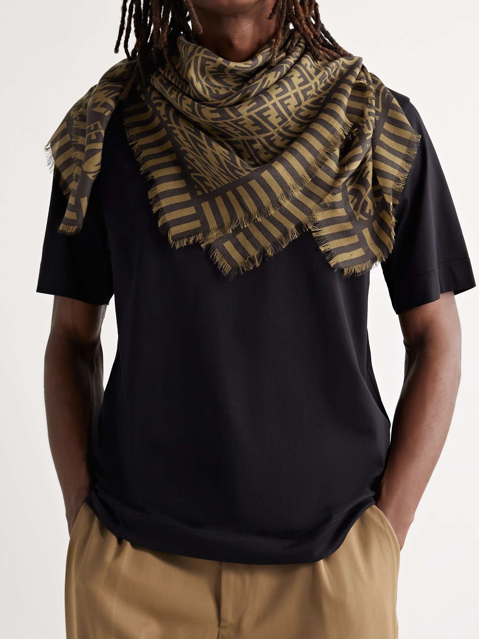 Logo-Jacquard Wool, Cashmere and Silk-Blend Scarf - 2