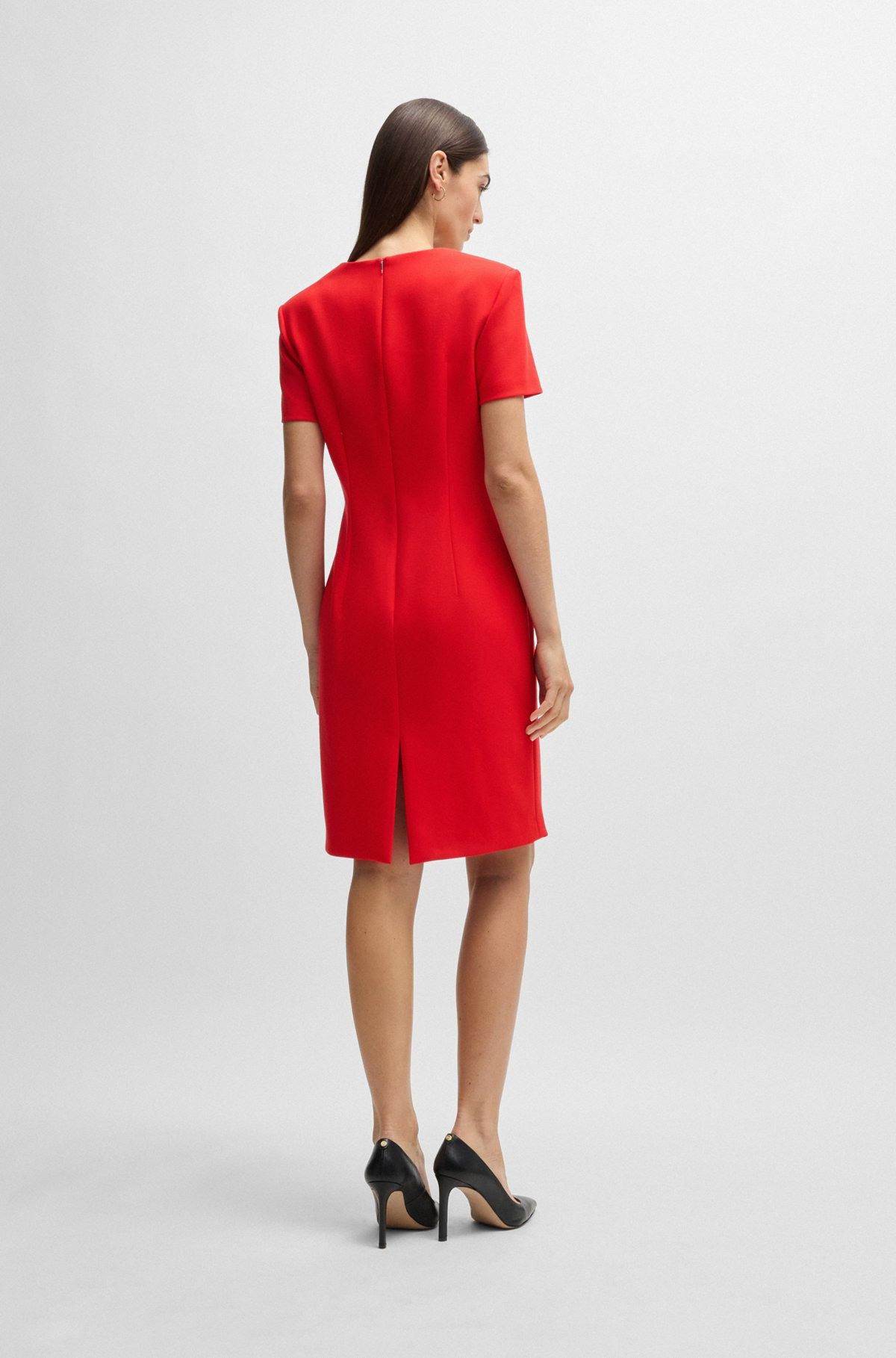 SQUARE-NECK SLIM-FIT DRESS IN STRETCH MATERIAL - 4
