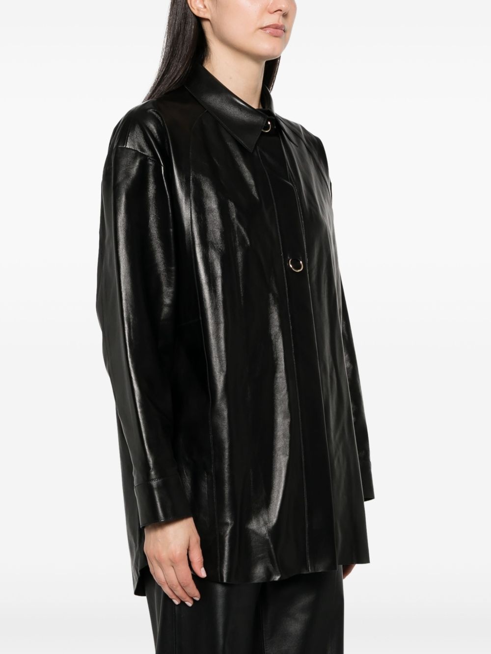 Feather leather shirt - 3