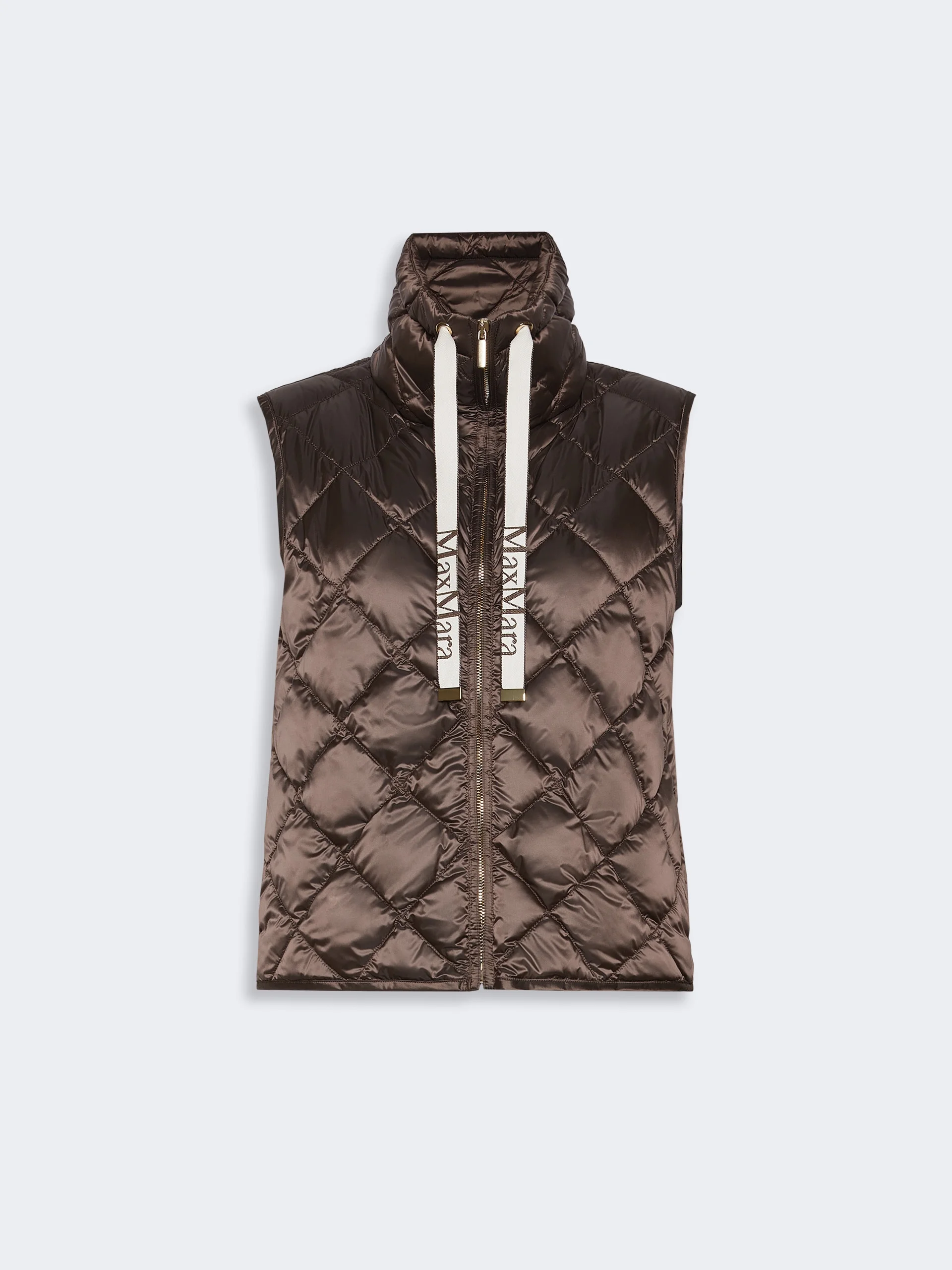 TREGIC Diamond-patterned water-repellent canvas padded gilet - BROWN - 1
