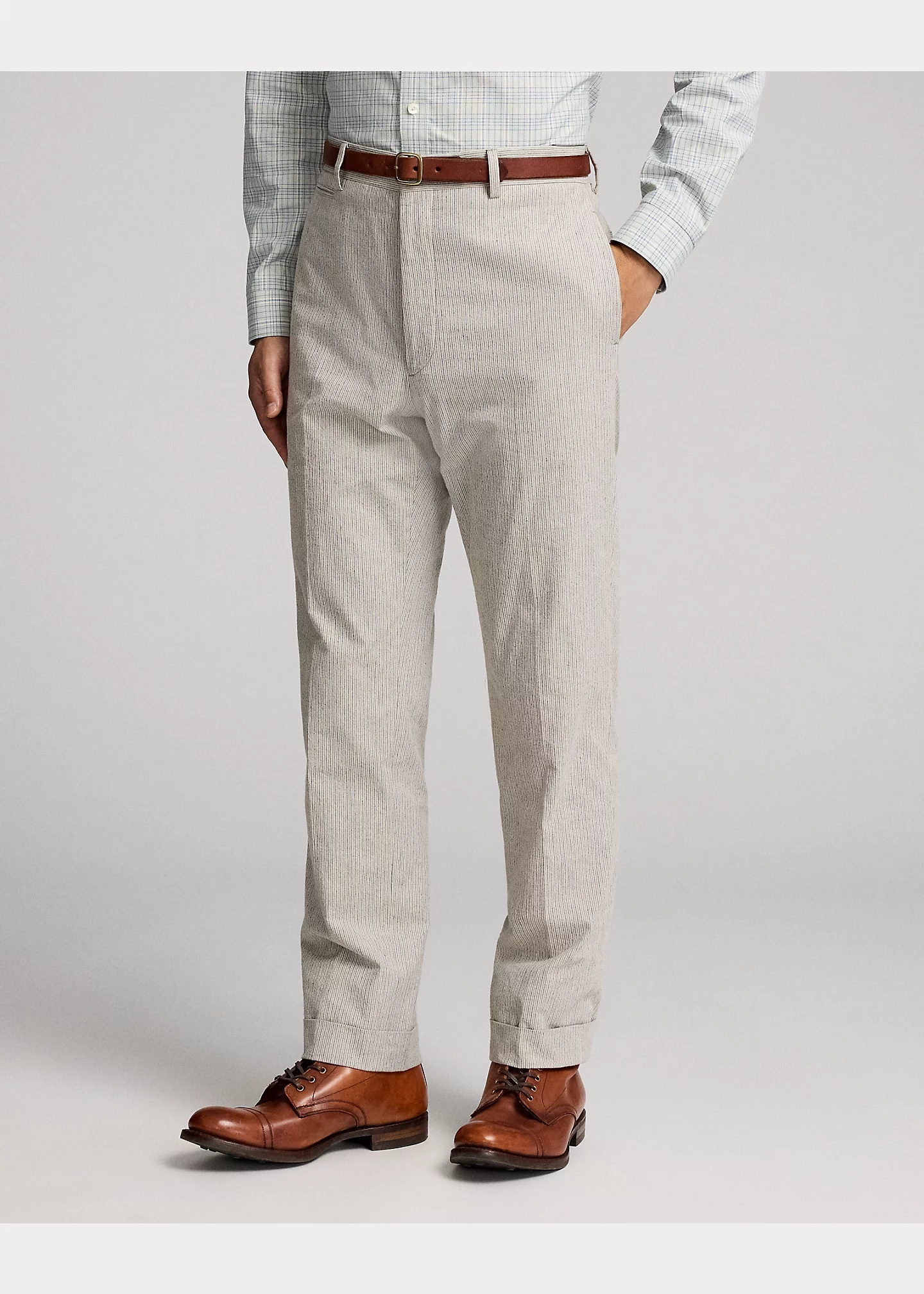 Slim Fit Striped Cotton Suit Trouser - 3