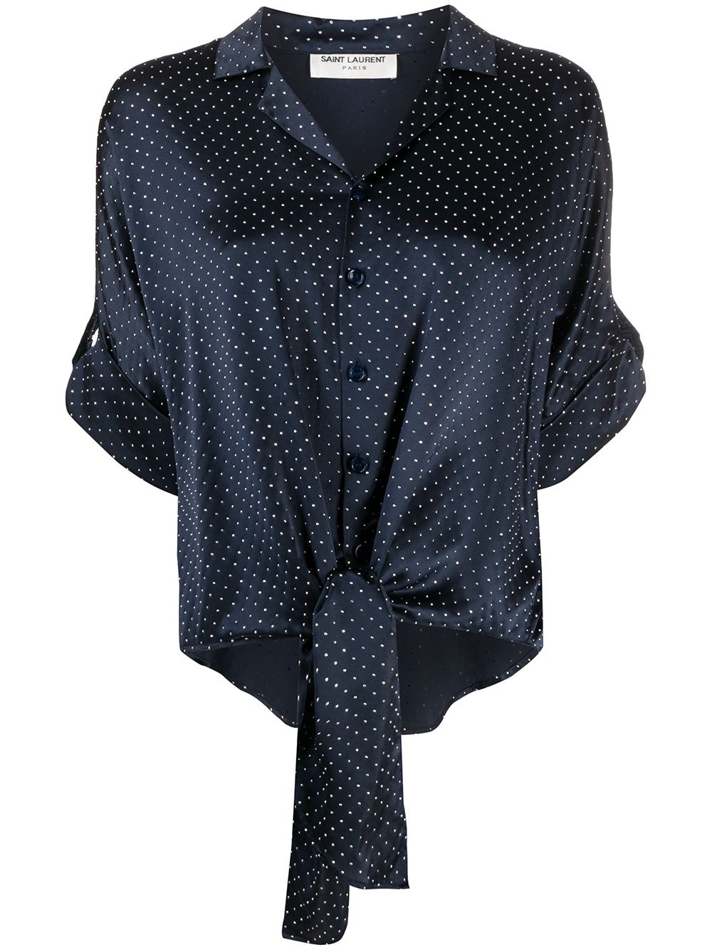 tie front studded silk shirt - 1