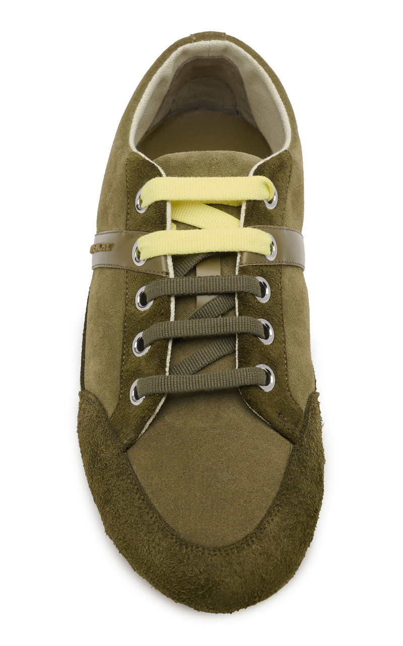 Givenchy Slim Suede-Leather Low-Top Sneakers khaki outlook