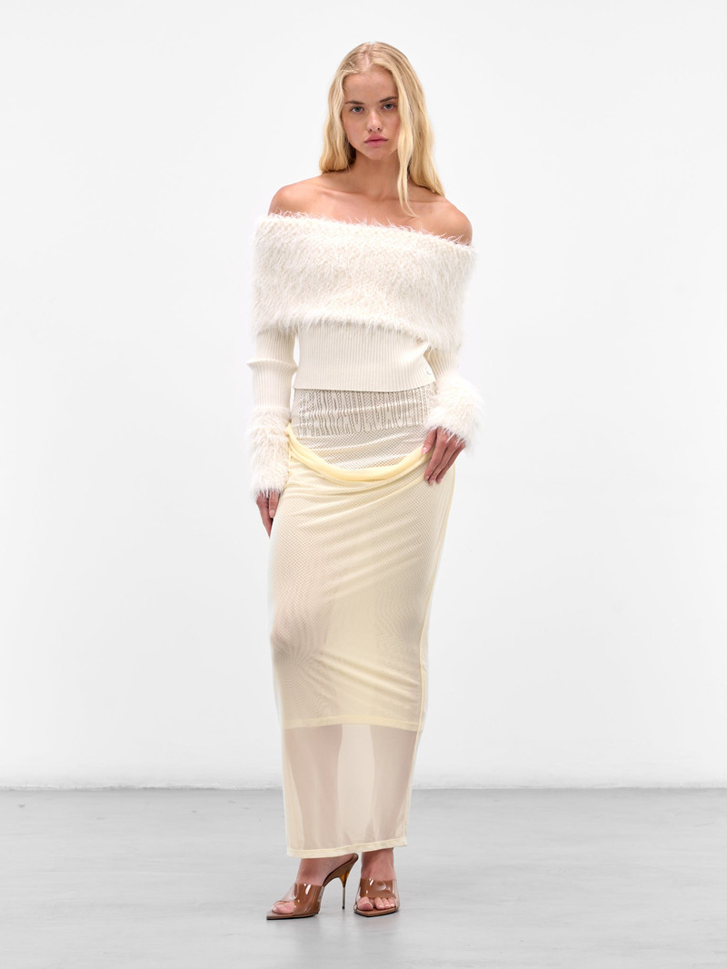 Jean Paul Gaultier White Double Layer Flocked Skirt outlook