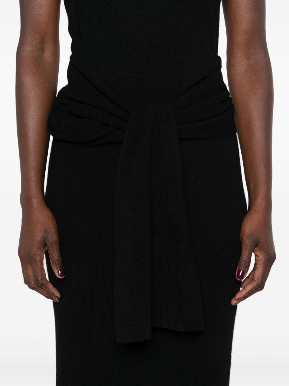 roll-neck knitted midi dress - 5
