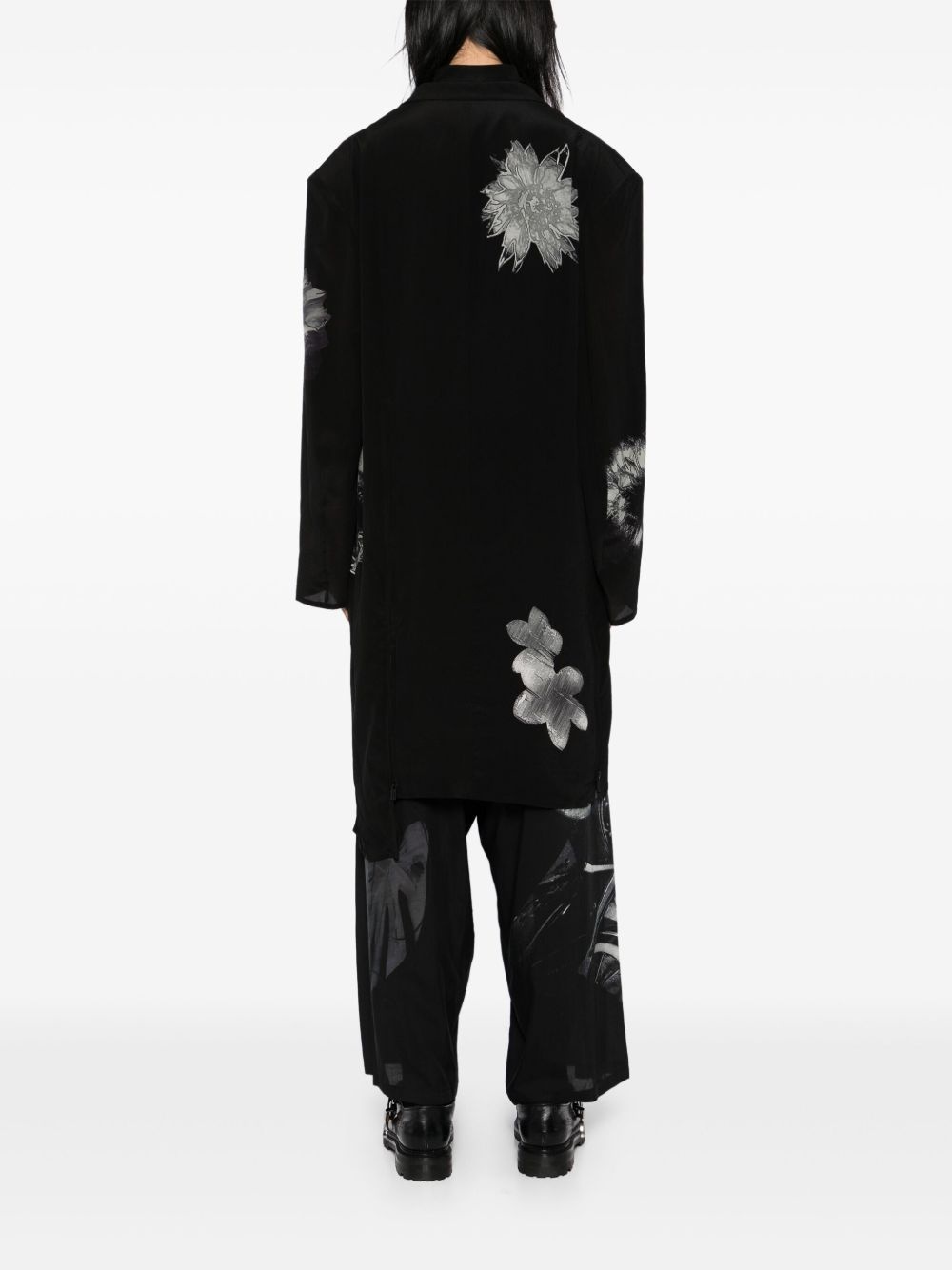 flower-print slit jacket - 4