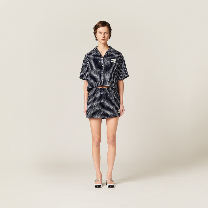 Miu Miu Checked tweed shorts outlook