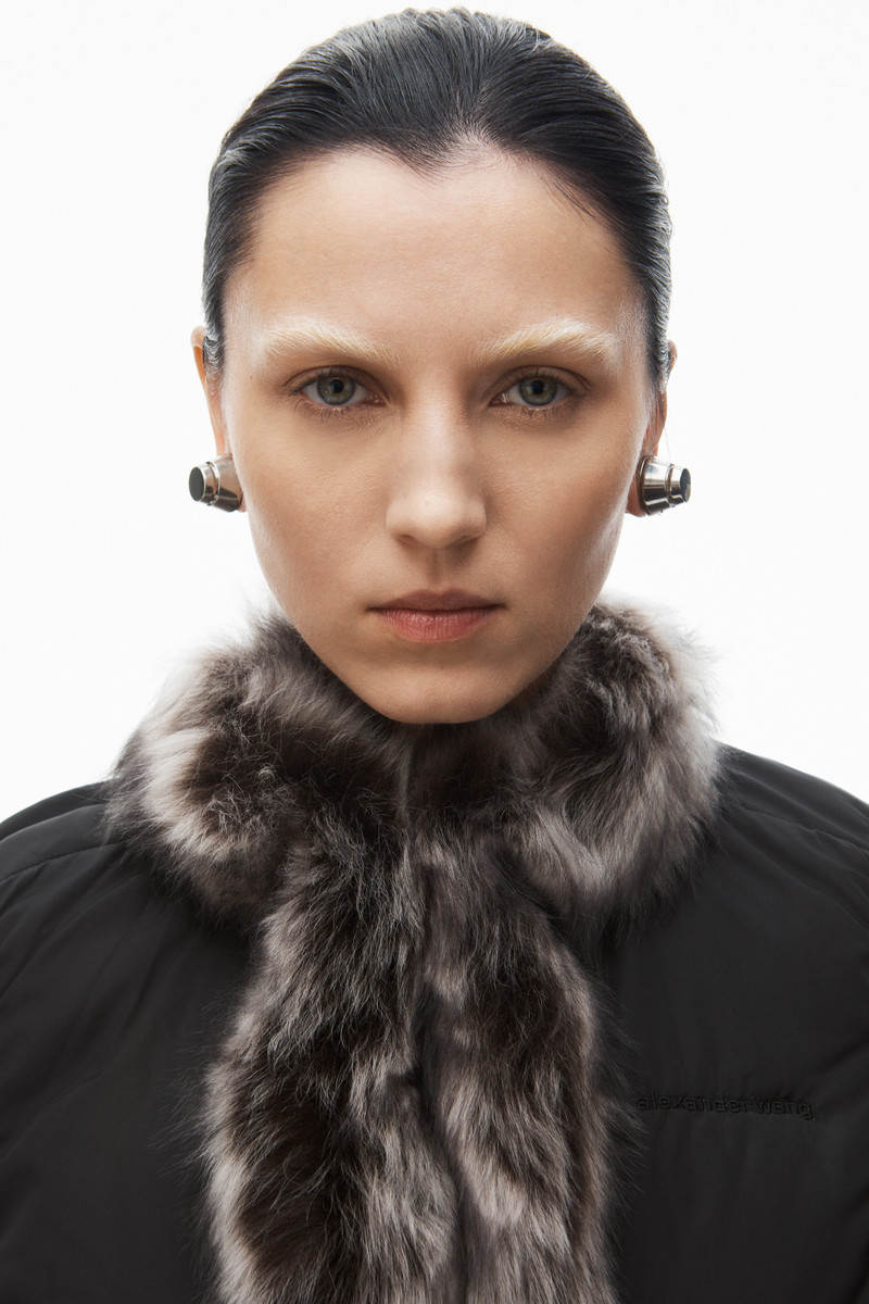 cardigan puffer with fur trim 4