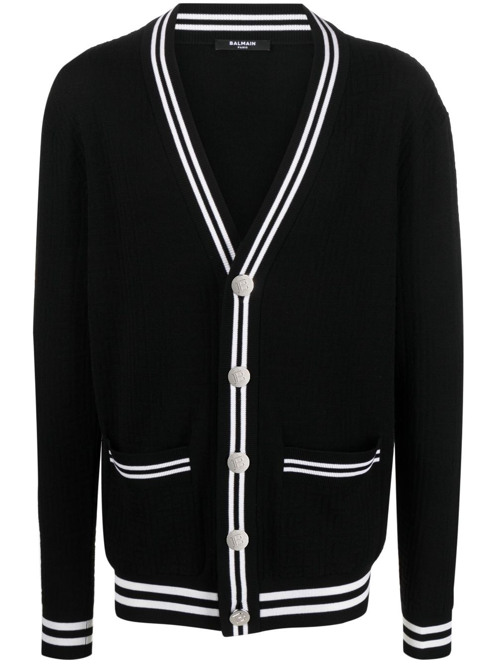 contrasting-trim V-neck cardigan - 1