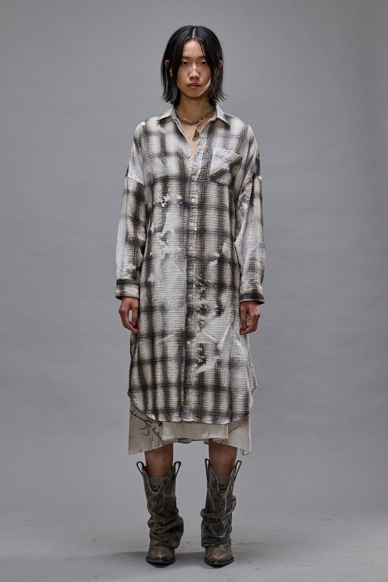 R13 JUMBO SHIRTDRESS - PRINTED GREY PLAID outlook