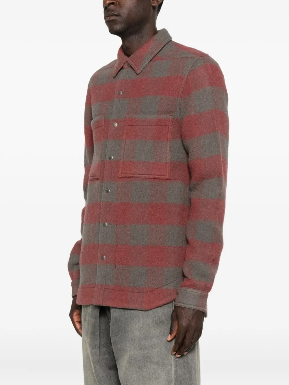 RICK OWENS - Men Wool Jumbo Plaid Outershirt - 2