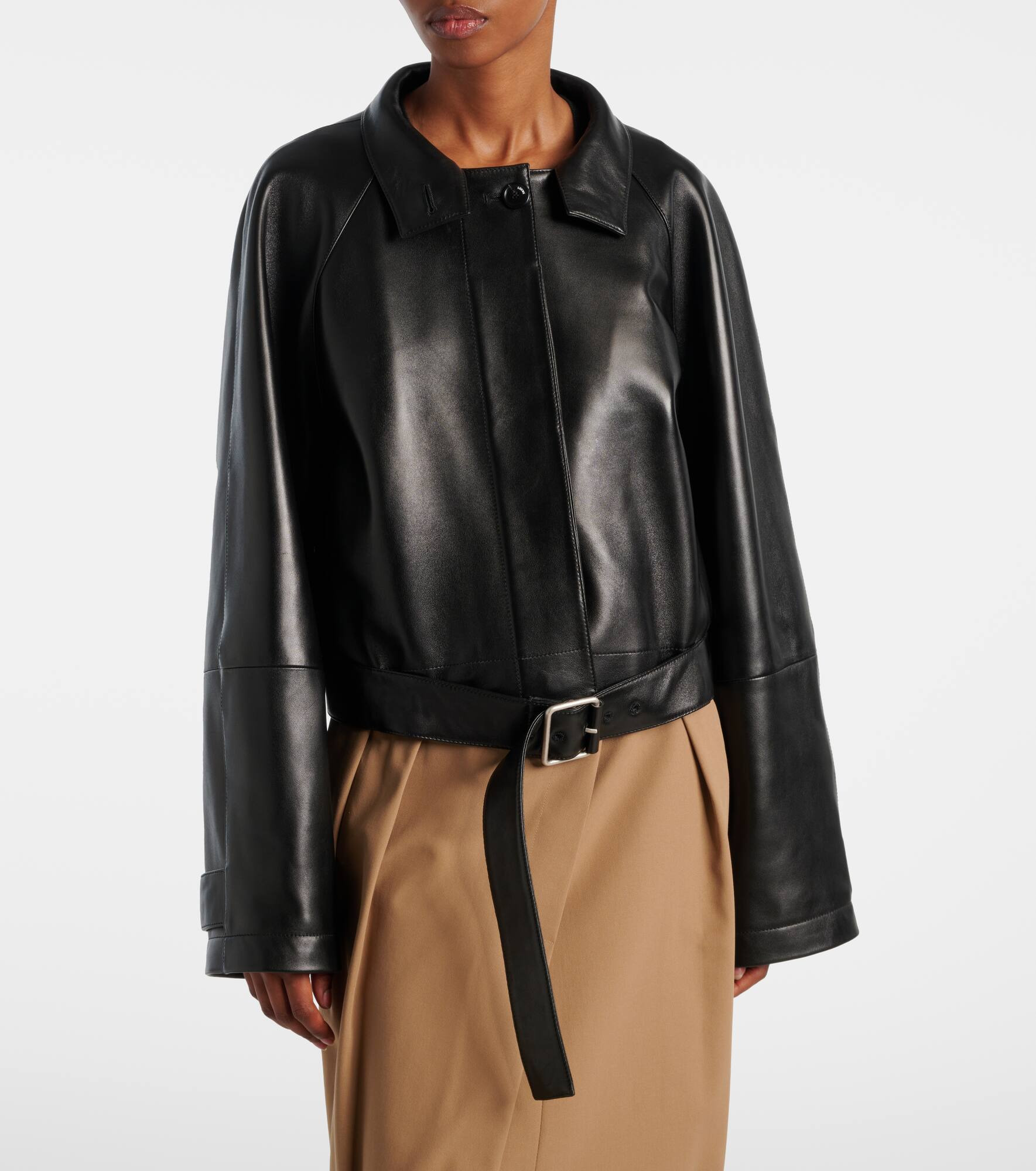 Cropped leather jacket - 6